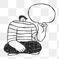 Man with bubble speech transparent png wearing white shirt