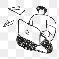 Man playing laptop transparent png clipart