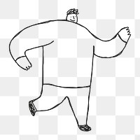 Cute black running man png doodle icon