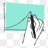 Hand drawing green graph transparent png business doodle clipart