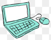 Green hand drawn laptop transparent png clipart