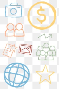 Functional business icon transparent png set