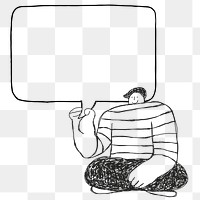 Man with speech bubble transparent png wearing black and white outfit