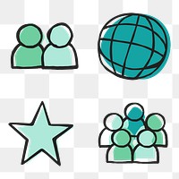 Green icon transparent png for business use set