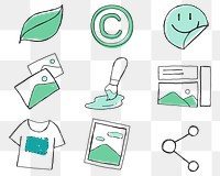 Formal green icon transparent png for business use set