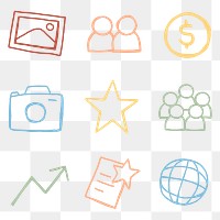 Useful business icon transparent png set for marketing 