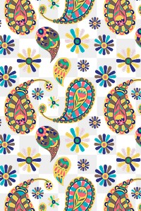 Colorful Indian paisley pattern png transparent background