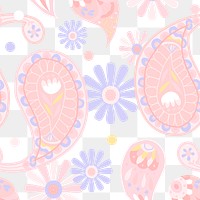 Pastel paisley pattern png seamless transparent background