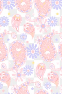 Pastel Indian paisley pattern png transparent background