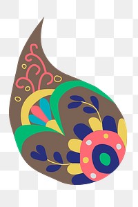 Colorful paisley pattern png sticker