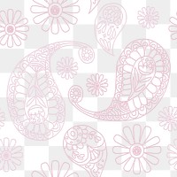 Pastel seamless paisley pattern png transparent background