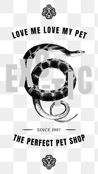 Vintage pet shop png snake logo business badge