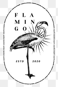 Vintage small business png logo flamingo badge
