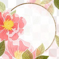 Hand-drawn png rose flower with glittery frame transparent background<br /> 
