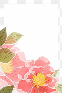 Hand-drawn png rose flower border frame transparent background