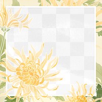 Hand-drawn png chrysanthemum flower frame transparent background