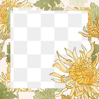 Png batik chrysanthemum flower frame transparent background