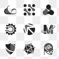 Simple corporate technology png futuristic icon set