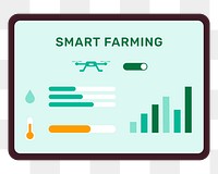 Smart farming controller UI png on tablet screen transparent background