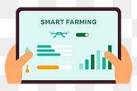 Smart farming controller UI png on tablet screen transparent background