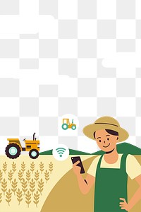Farmer controlling smart tractor png with a phone digital farming  transparent background