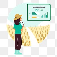 Woman using smart farming technology png illustration