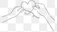 Couple holding heart balloon png for Valentine&rsquo;s day black and white