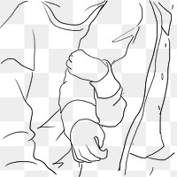 Girlfriend hugging boyfriend&rsquo;s arm png Valentine&rsquo;s theme line drawing