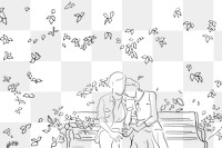 Couple on a date png in the garden Valentine&rsquo;s theme sketch