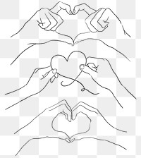 Romantic couple hand gestures psd for Valentine’s day design elements set