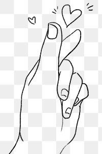 Mini heart hand sign png black and white