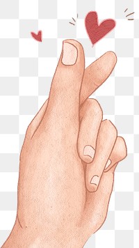 Mini heart hand sign png cute design element hand drawn illustration