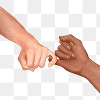 Diverse hands pinky promise png aesthetic illustration