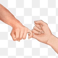 Hand showing pinky finger png design element hand drawn illustration