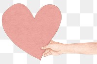 Hand holding heart png for Valentine&rsquo;s day hand drawn illustration