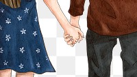 Couple holding hands png romantic Valentine’s illustration