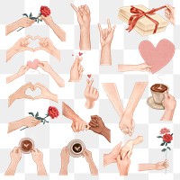 Cute Valentine’s day png hand drawn design elements set