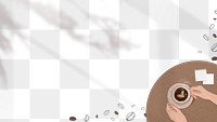 Cute brown border png with coffee beans shadow transparent background