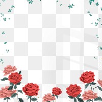 Red roses Valentine’s frame png with transparent background