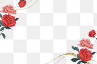 Red roses Valentine&rsquo;s border png with transparent background