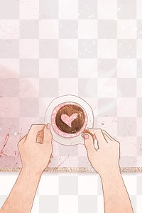 Cute heart on coffee Valentine&rsquo;s png transparent background