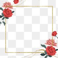 Valentine&rsquo;s red roses frame png with transparent background