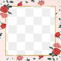 Romantic Valentine&rsquo;s roses frame png with transparent background <br /> 