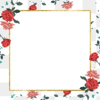 Romantic Valentine&rsquo;s roses frame png with transparent background