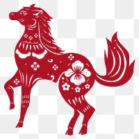 Chinese New Year horse png red animal zodiac sign sticker