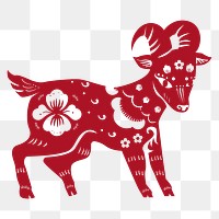 Goat year red png traditional Chinese zodiac sign sticker
