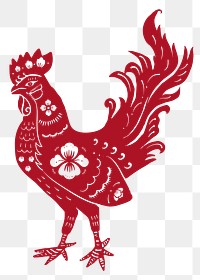 Year of rooster png red Chinese horoscope animal sticker
