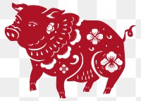 Pig year red png traditional Chinese zodiac sign sticker
