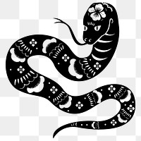 Year of snake png black Chinese horoscope animal sticker
