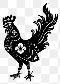 Year of rooster png black Chinese horoscope animal sticker